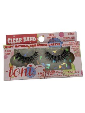 Ioni Wispy Natural Crisscross Cat Eye Lashes 3D Faux Mink Clear Band